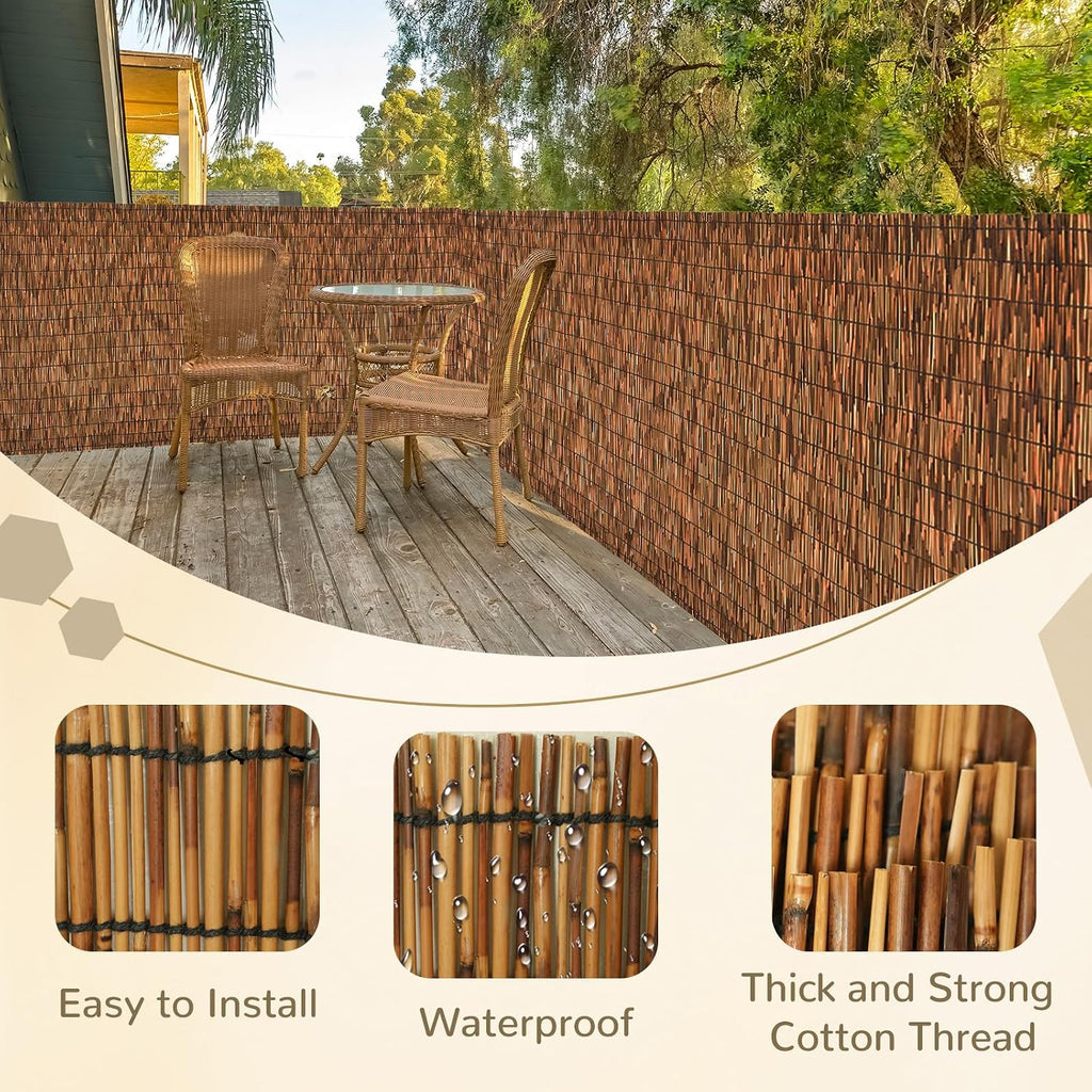 Brown 4FT X16.4FT Reed Fencing Roll Bamboo Privacy Fence Screen