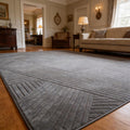 Grey 8x10 Solid Color Area Rug, Washable for Living Room Bedroom