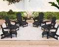 KINGYES 6 Pieces Folding Adirondack Chair with Ottoman & Cup Holders, Black