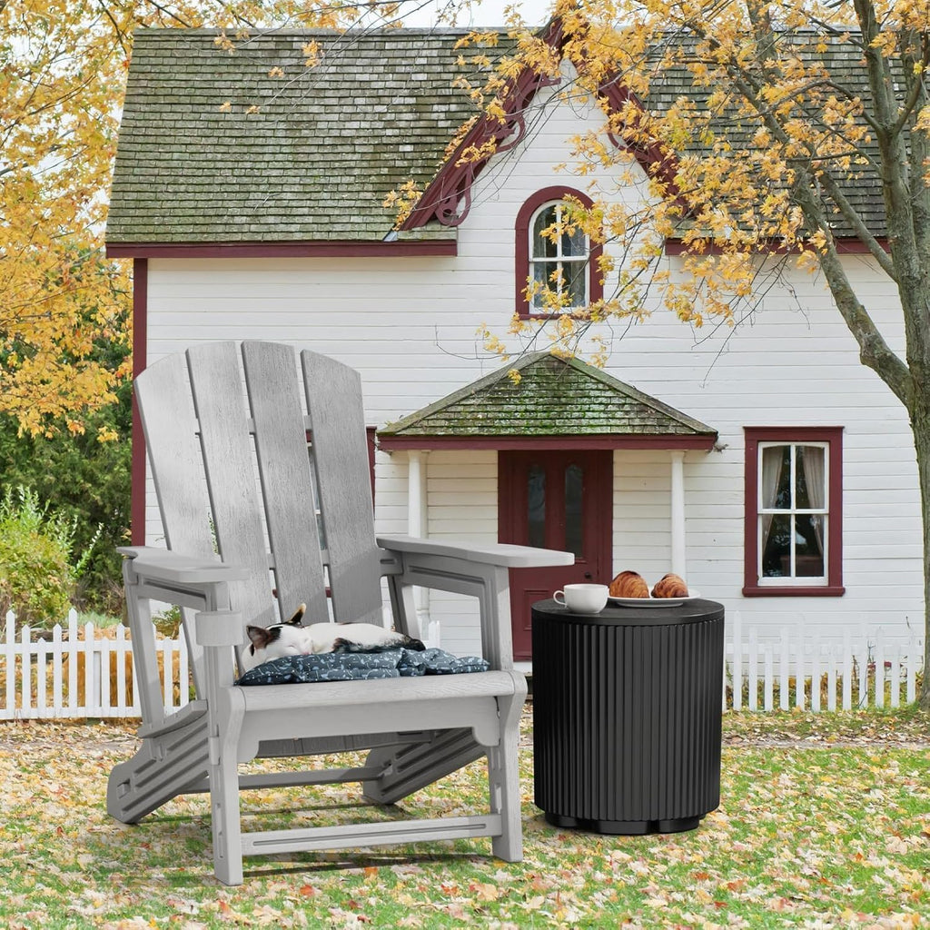 Adirondack Chair, All Weather Plastic Adirondack Chairs, Fire Pit Chairs with Cup Holder, Outdoor Lawn Chair for Patio, Garden, Backyard, Grey