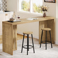Tribesigns 63-Inch Bar Table with Louvered Base, Natural