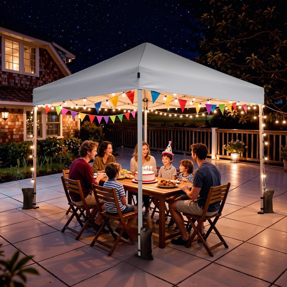 10x10 Pop Up Canopy Tent with One-Push Center Lock,White