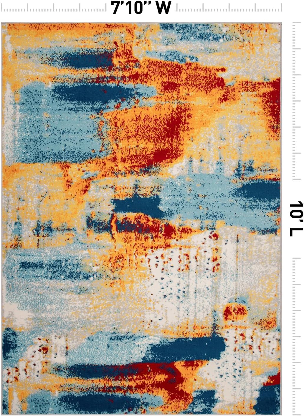 Rugshop Abstract Fade-Resistant Living Room Area Rug Multi 7'10" x 10'
