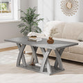 47" Farmhouse Coffee Table with Storage Shelf, Grey