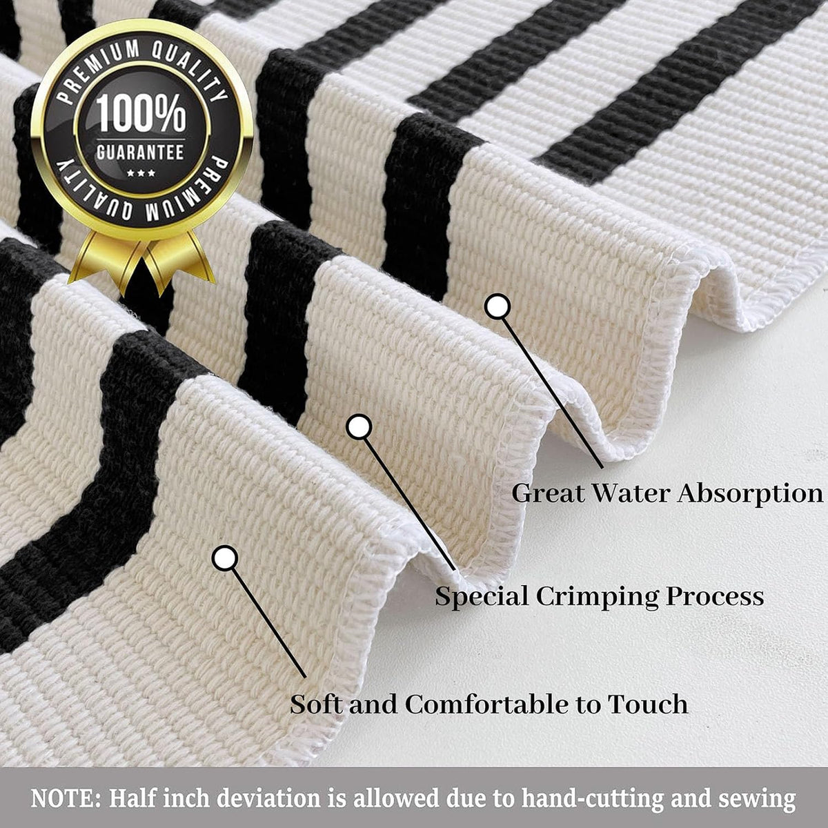KILOCOCO Beige Striped Rug 4x6 ft Indoor Washable Rugs Front Door Rugs
