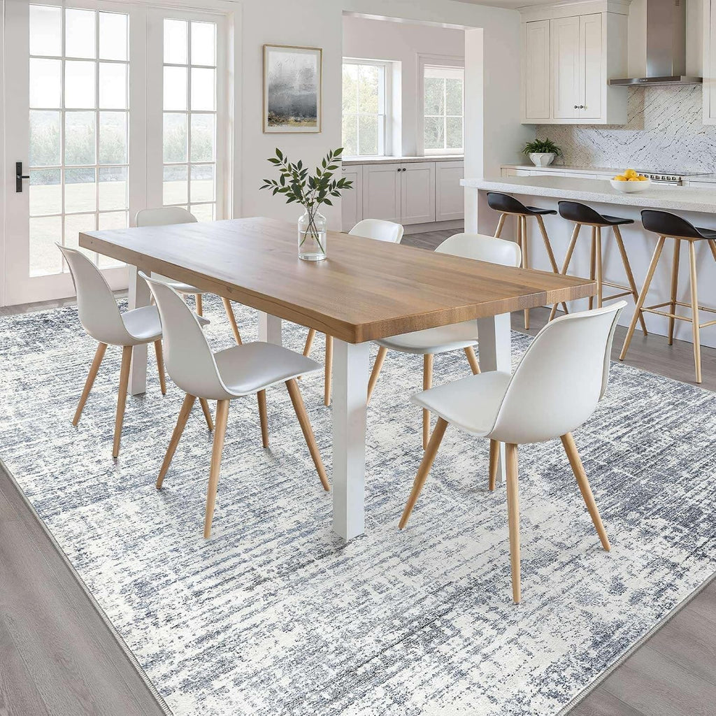 LOONGRUG 9x12 Area Rug Washable Neutral Modern Rug for Living Room Blue