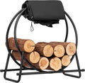 VIVOHOME 28 Inches Firewood Log Rack Hoop with Cover