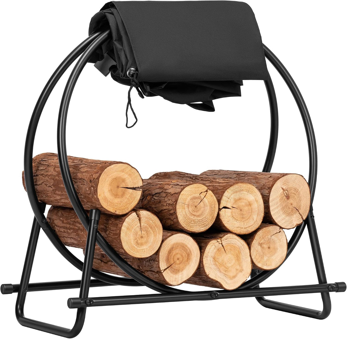 VIVOHOME 28 Inches Firewood Log Rack Hoop with Cover