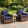 Deep Seat Patio Cushions Set of 2, 24x24x5.75 Inch, Waterproof Outdoor Chair Cushions, Fade Resistant Patio Furniture Cushions with Ties for Couch, Sofa, Lawn, Outside, Navy Blue