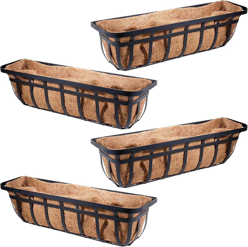 BestNest Panacea 88557 Flat Iron Series Planter Boxes, Black, 30" L, 4 Pack
