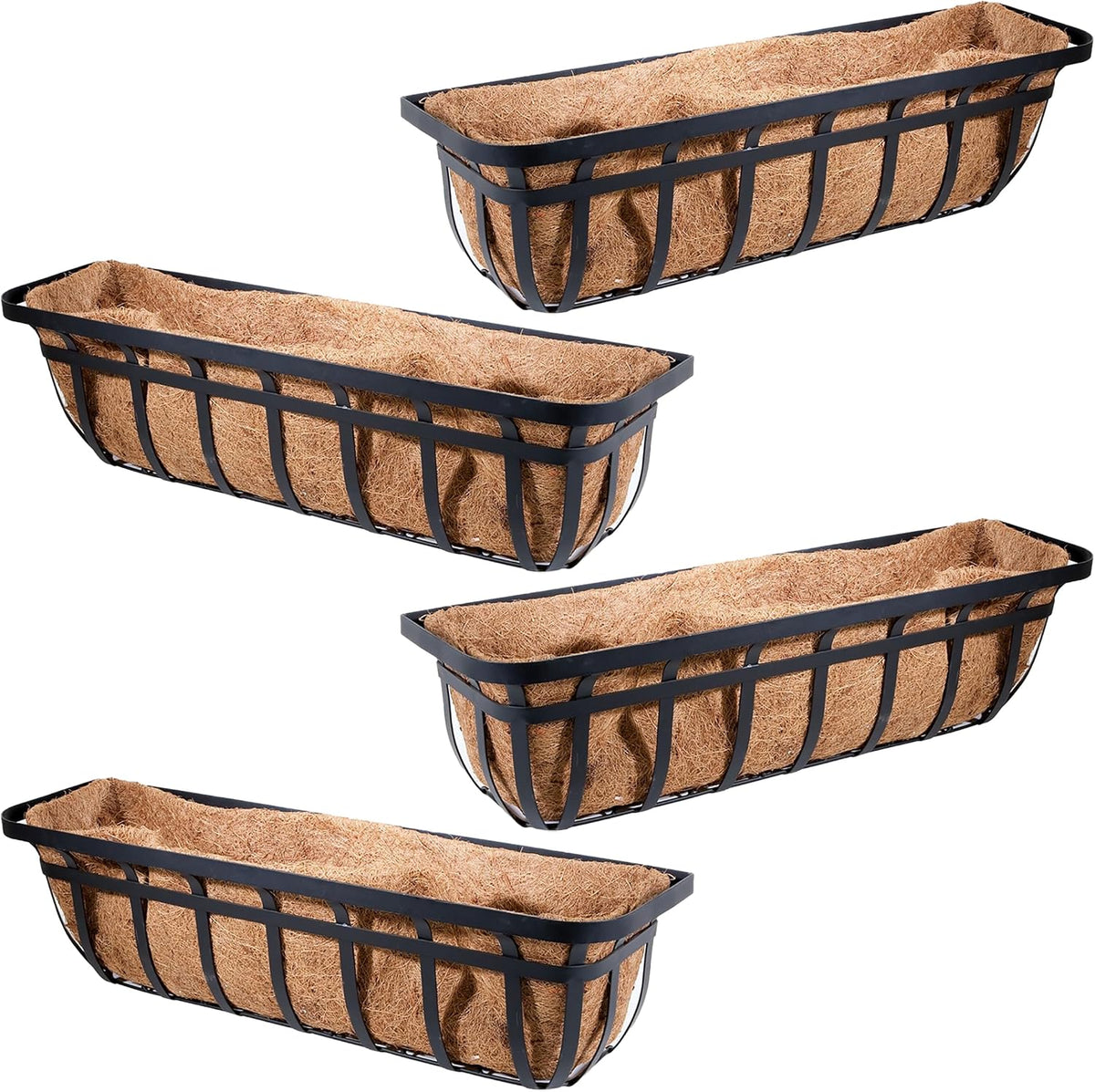BestNest Panacea 88557 Flat Iron Series Planter Boxes, Black, 30" L, 4 Pack