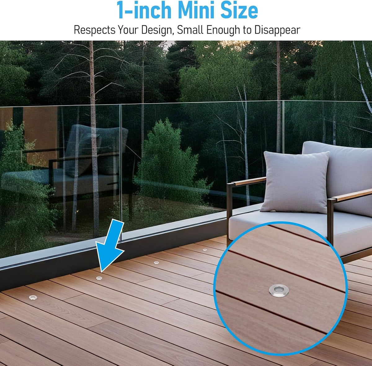 leonlite 12-pack 3000k recessed low voltage deck light shown in use