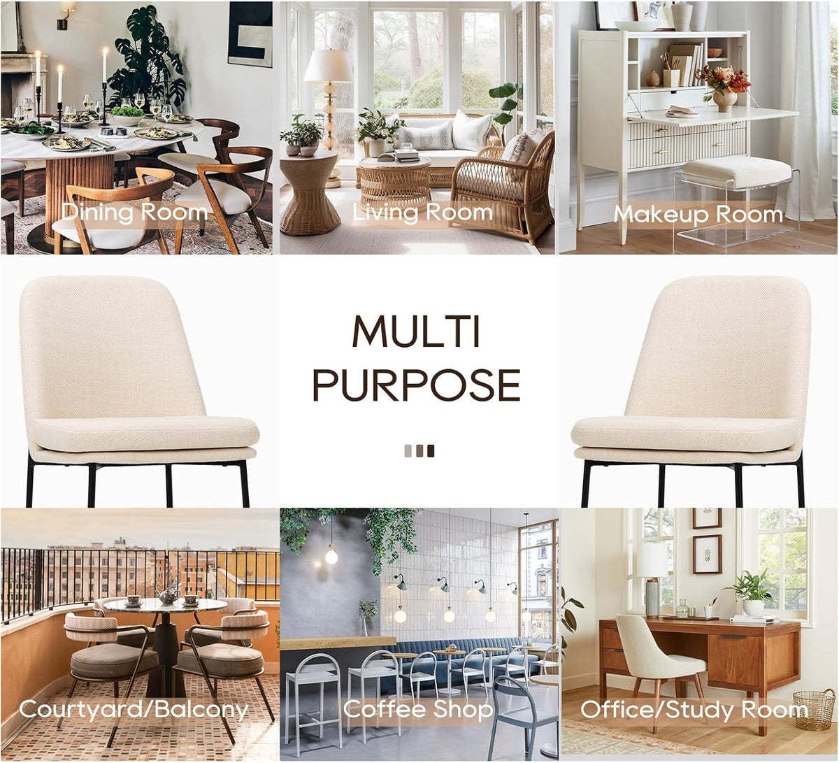 COLAMY Upholstered Dining Chairs Set of 6, Beige
