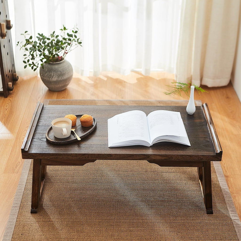 Foldable Japanese Small Floor Table, Wood Altar Meditation Table