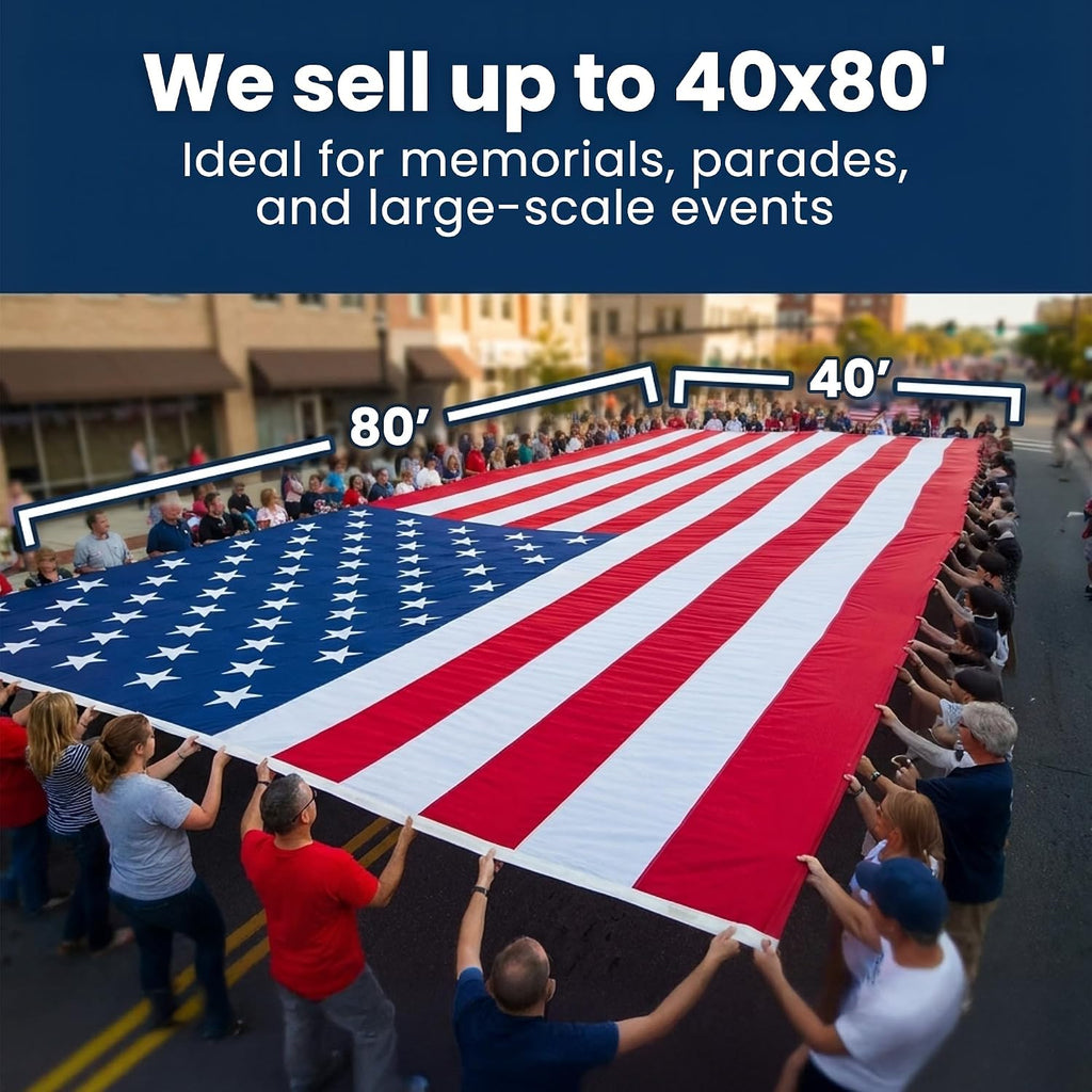 American Flag with Embroidered Stars and Sewn Stripes, Nylon - 30x60 ft