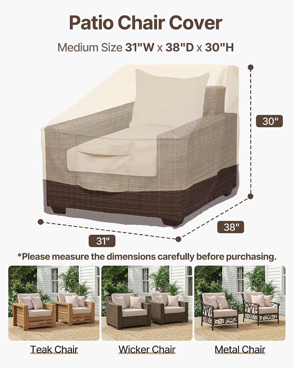 Vailge Patio Chair Covers & Outdoor Furniture Covers Heavy-Duty Waterproof