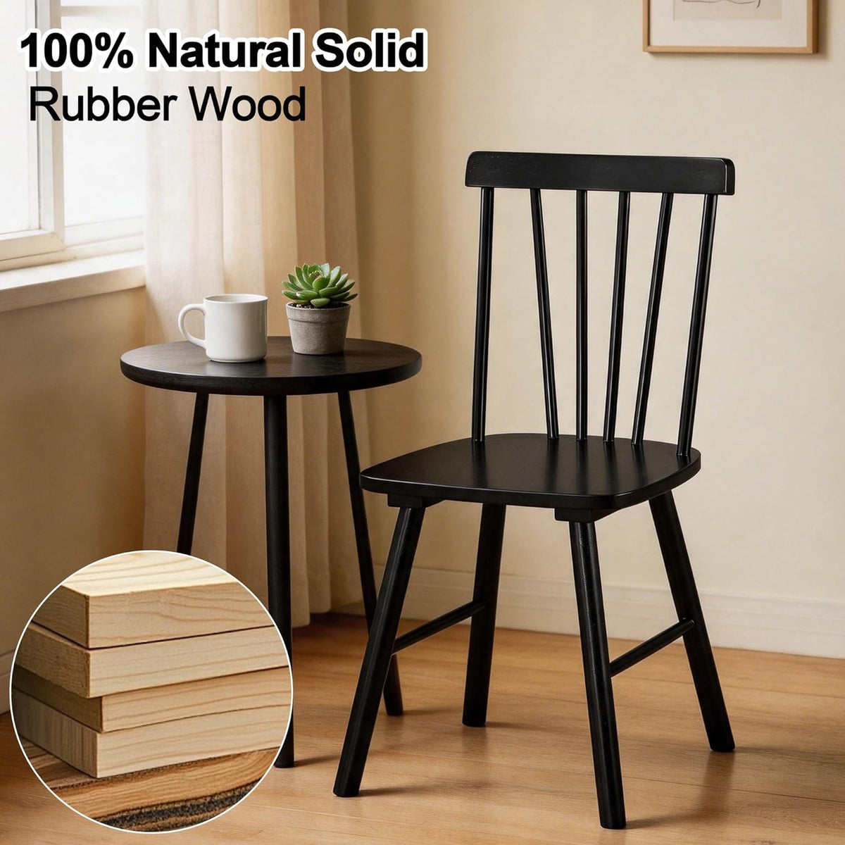 DUHOME Windsor Dining Chairs Set of 4,Farmhouse Style Spindle Back Wooden Kitchen Chairs for Home Kitchen, Dining Room,Living Room,Bistro