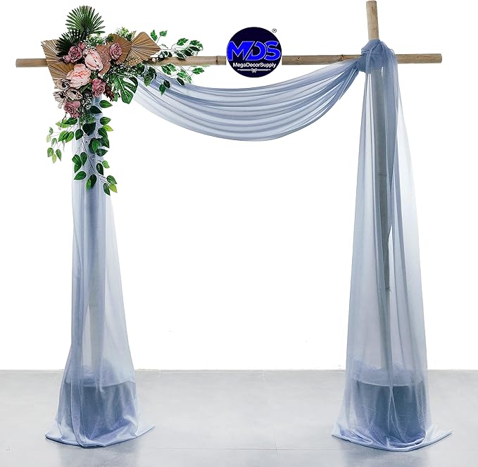 MDS Halloween Chiffon Draping Fabric - 2 Panel, 30" Wide x 100ft Long - Sheer Spooky Arbor & Canopy Drapery for Haunted House Backdrops, Party Ceilings, DIY Costumes & Themed Events - Dusty Blue (Pack of 2)