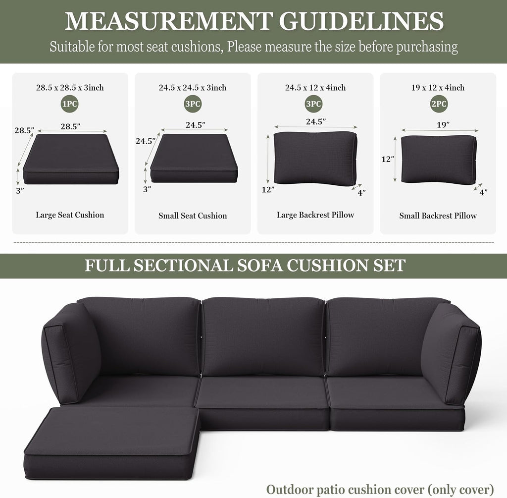 9 Pcs Outdoor Patio Cushions Covers Replacement Sets, Covers Only