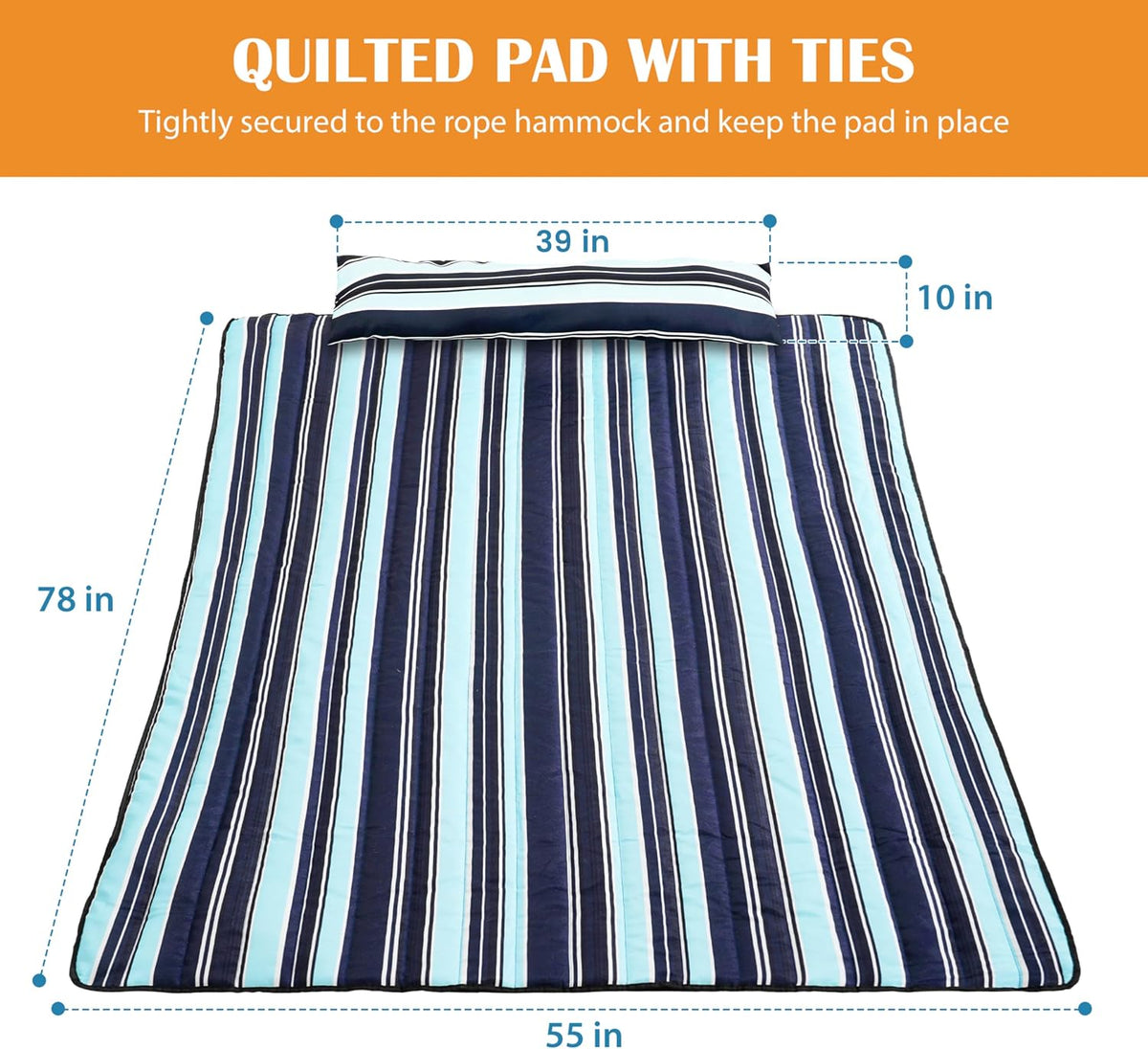 Lazy Daze Double Hammock Pad and Pillow Set for Spreader Bar Rope Hammock