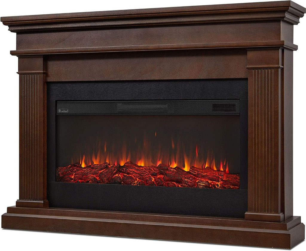 Real Flame Beau 59" Landscape Electric Fireplace with Mantel for Living Room or Bedroom, Replaceable Fireplace Insert Heater, Realistic Log and Flame Effect, Remote Control, Timer