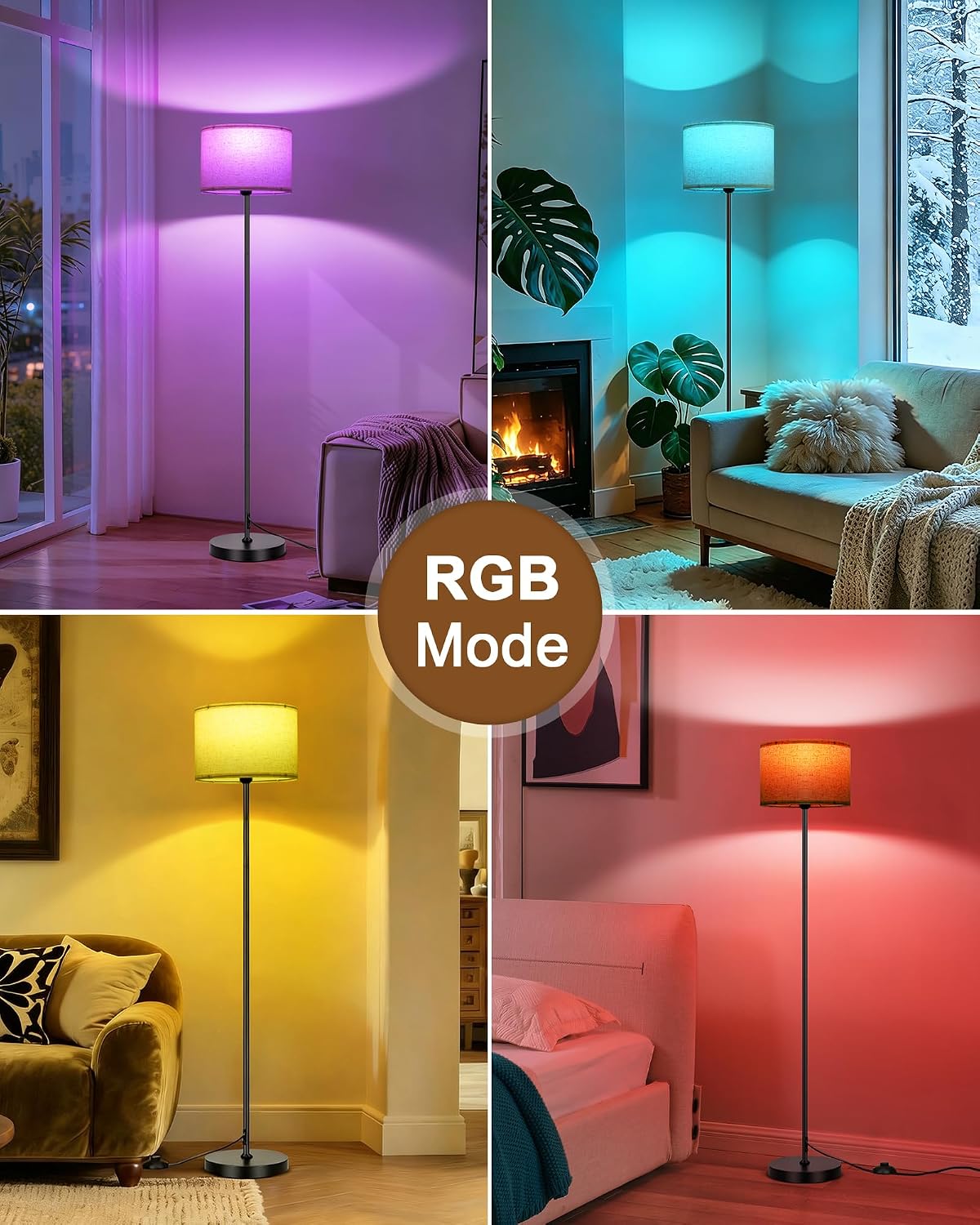 FRIDEKO HOME Floor Lamp for Living Room Bedroom (Beige 2_Pack)