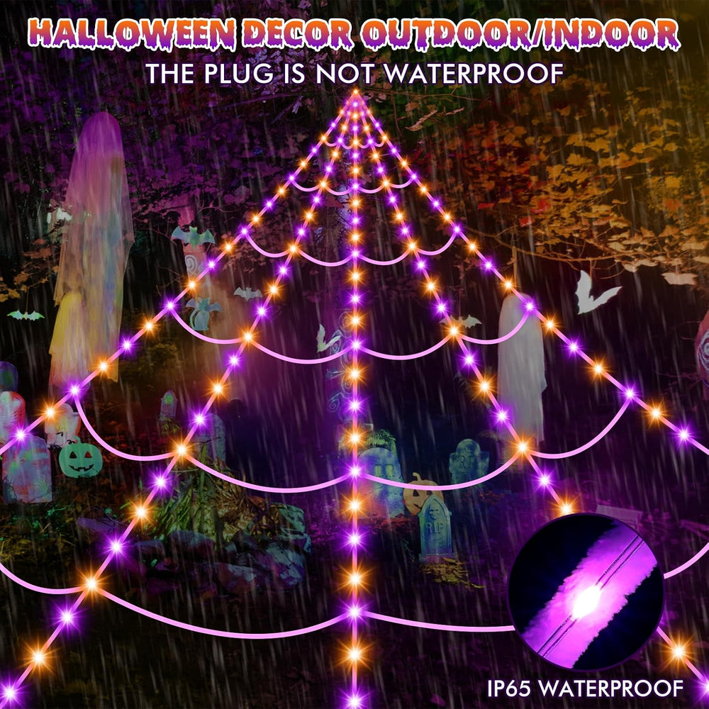 OCATO 200" Halloween Decorations Spider Web Lights Outdoor +59" Fak...
