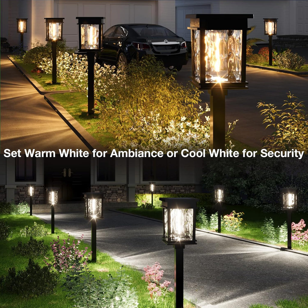 XMCOSY+ Solar Pathway Lights, 4 Pack 2-in-1 Landscape Lighting for Garden