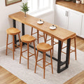47in Solid Wood Live Edge Bar Table - Bar Height Pub Table with Built-in Footrest, Solid Wood Top & Sturdy Metal Legs for Kitchen, Dining & Bistro Spaces