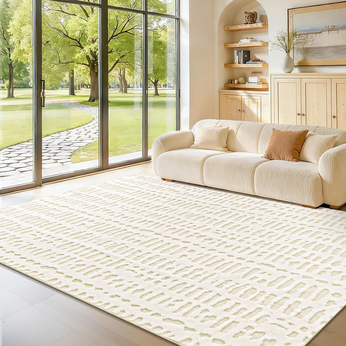Yamaziot Washable 6x9 Area Rugs for Living Room Non Slip Ivory Beige