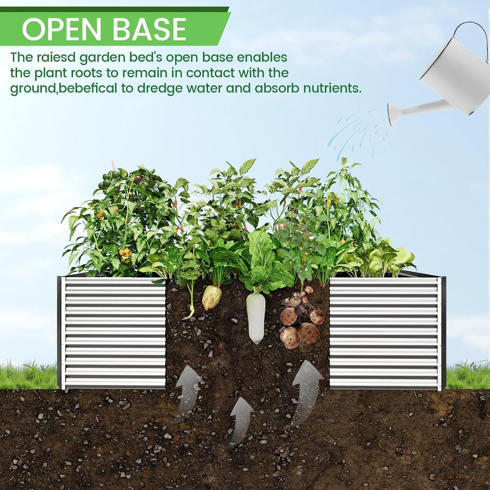2pcs Tall Galvanized Raised Garden Bed Outdoor,Steel Garden Bed for Vegetable...