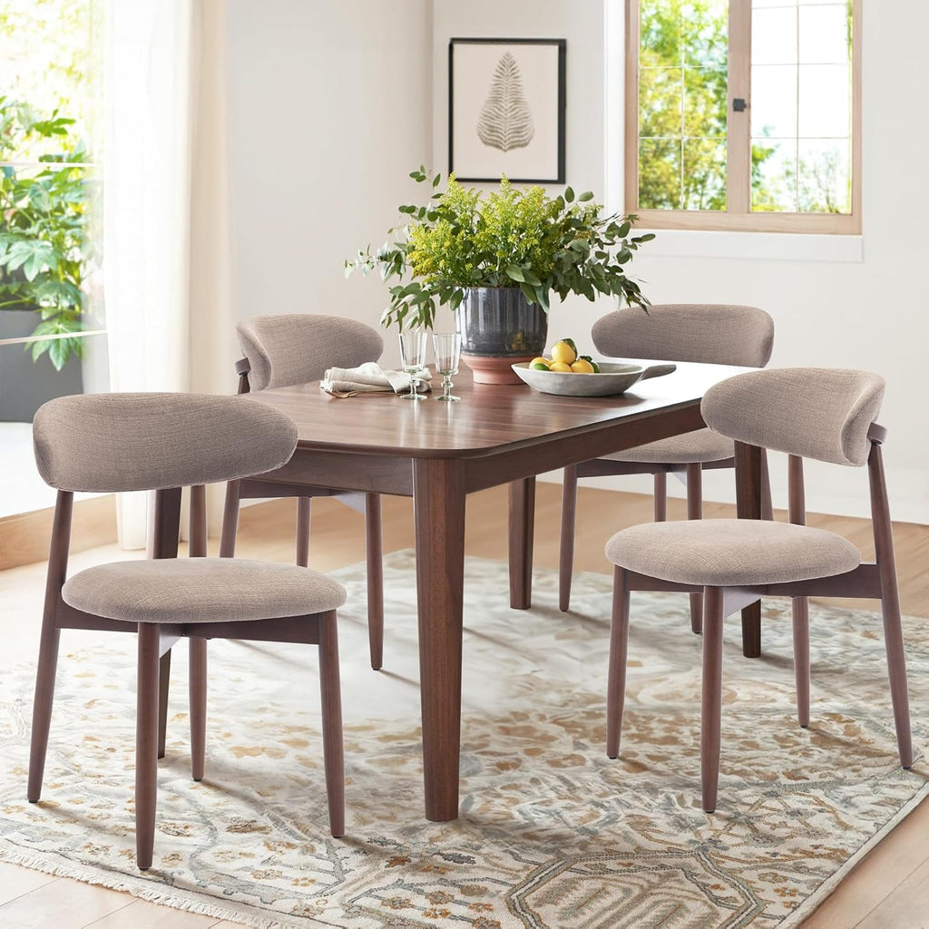COLAMY Wooden Dining Chairs Set of 2, Upholstered Kitchen Side Chair, Camel
