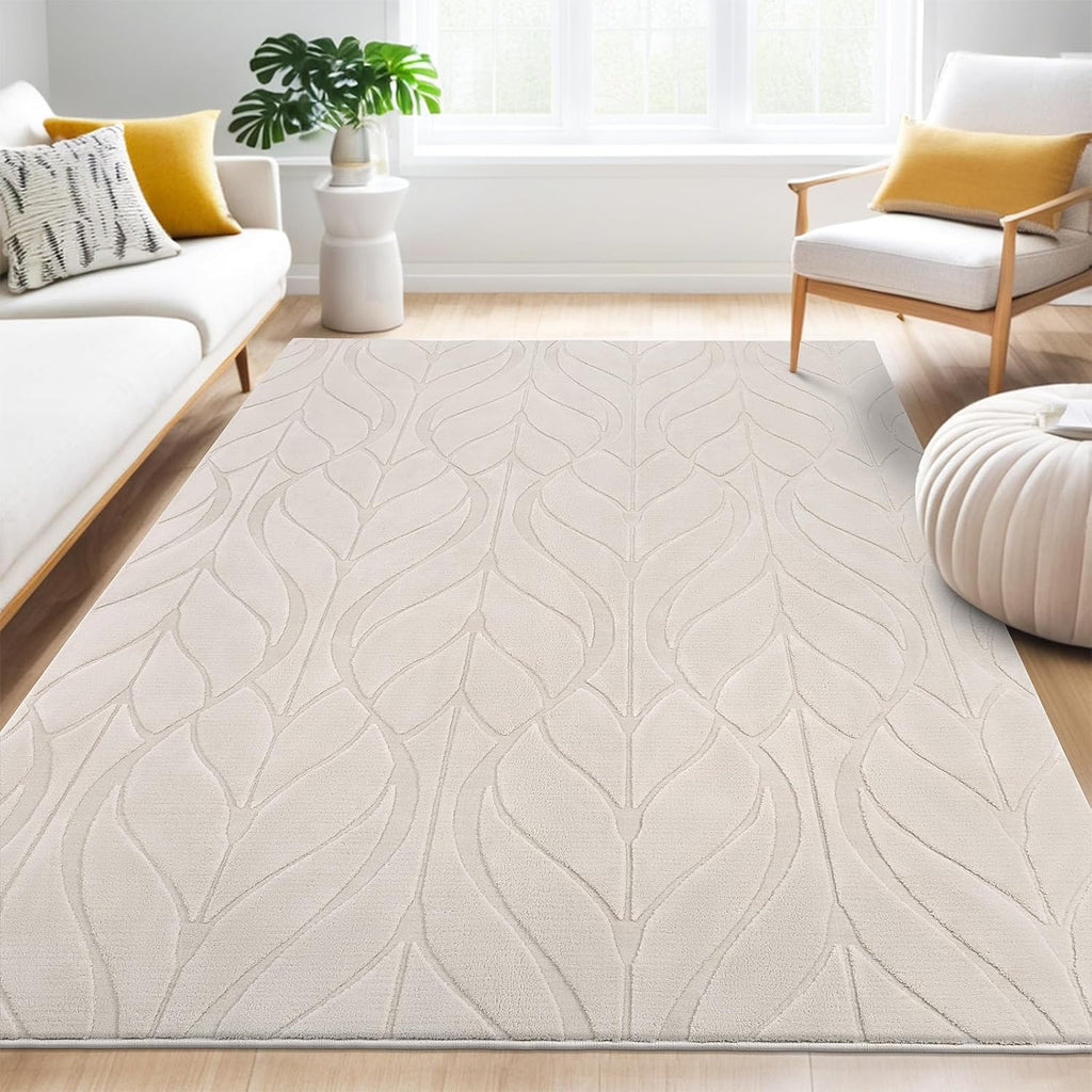 SHACOS 8x10 Soft Rug for Living Room Bedroom Fluffy Large Carpet, Beige