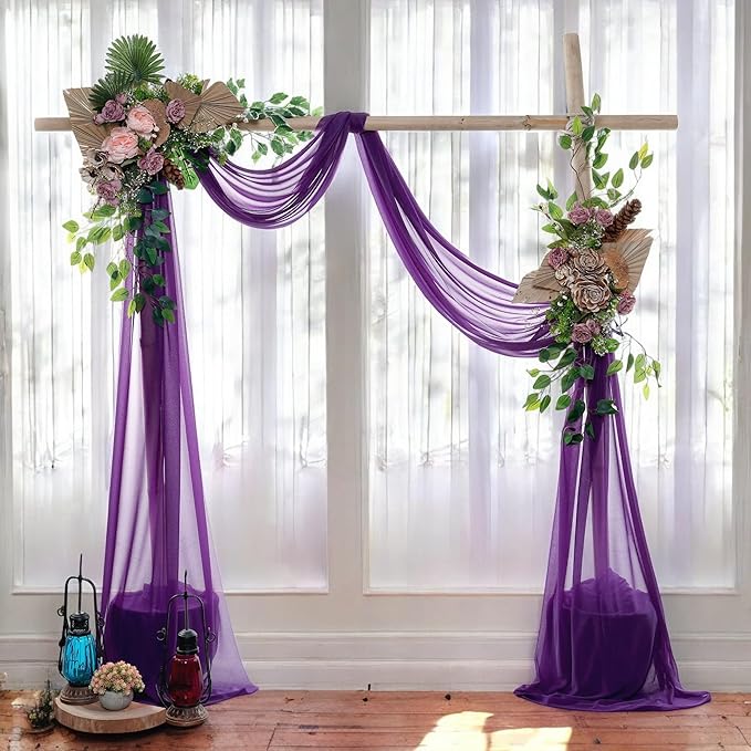 MDS Halloween Chiffon Draping Fabric - 2 Panel, 30" Wide x 30ft Long - Sheer Spooky Arbor & Canopy Drapery for Haunted House Backdrops, Party Ceilings, DIY Costumes & Themed Events - Cadbury Purple (Pack of 2)