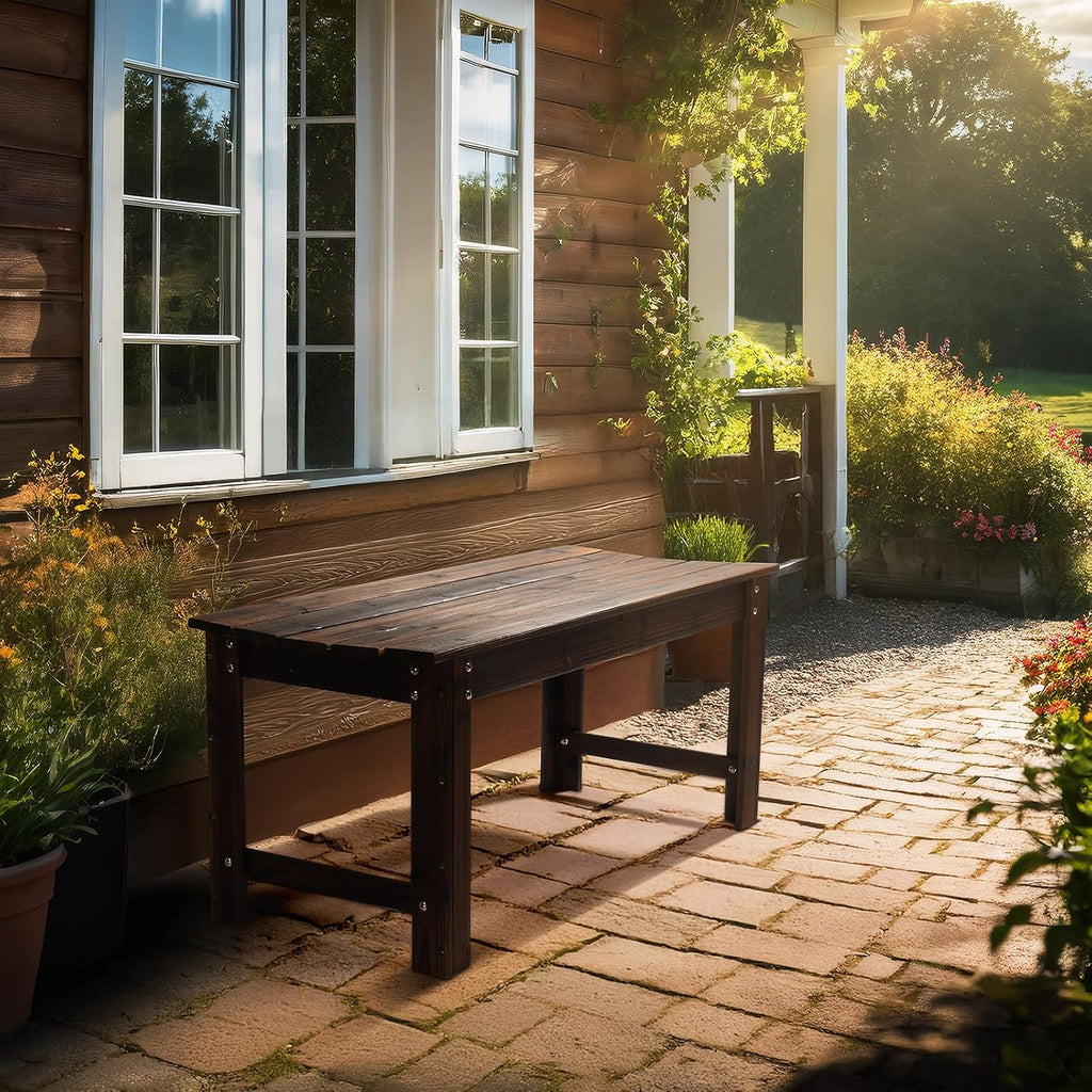 vingli outdoor wood bench, 40" outdoor bench patio, front angle view