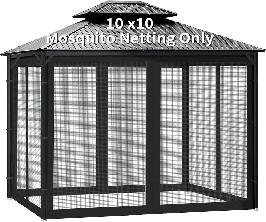 10' x 10' Gazebo & Pop Up Canopy Tent Replacement Mosquito Netting (Black)