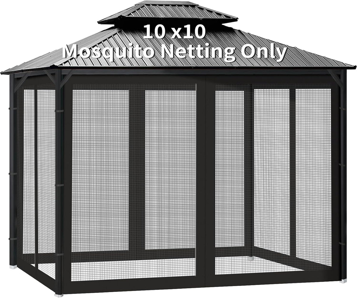 10' x 10' Gazebo & Pop Up Canopy Tent Replacement Mosquito Netting (Black)