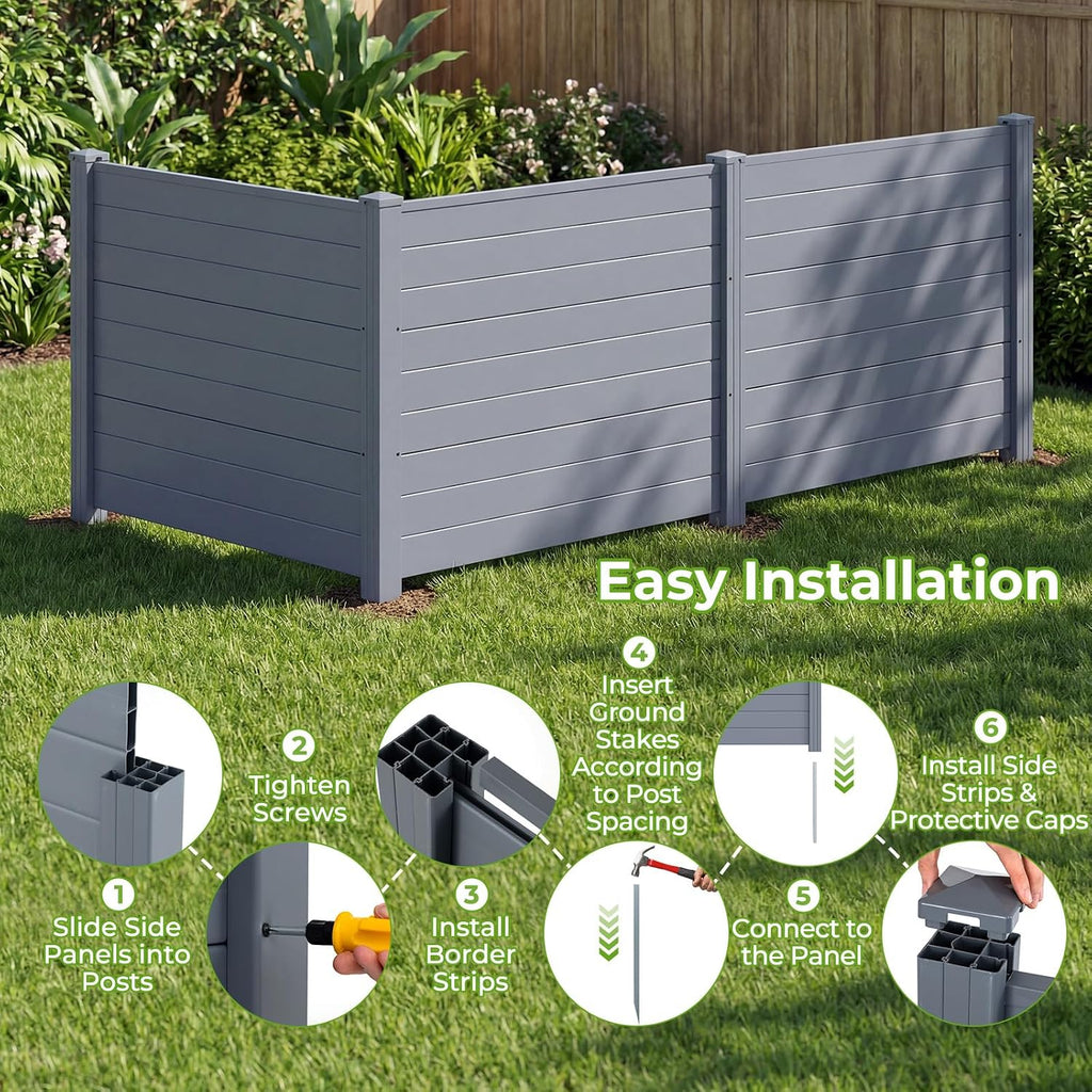 GIANTEX No-Dig Air Conditioner Fence, 3 Panels, 48''W x 36''H, Gray