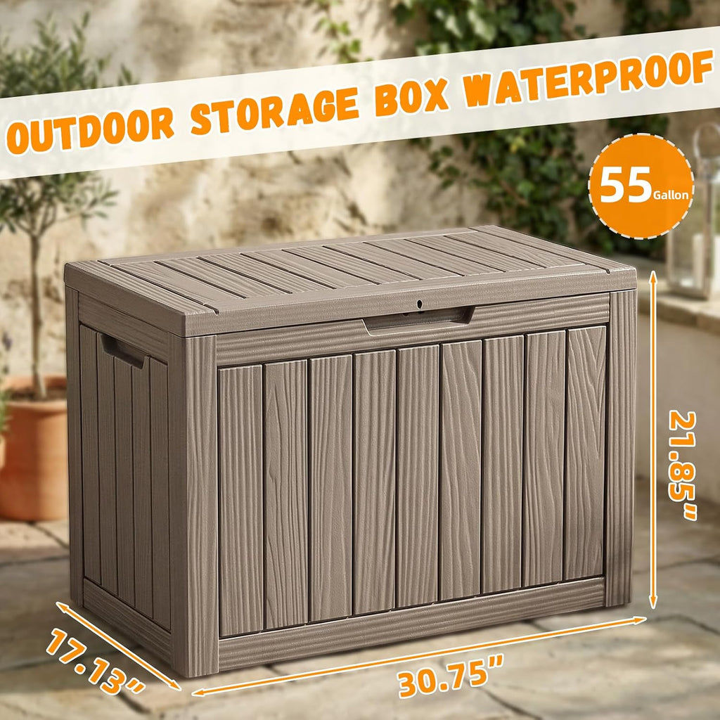 ROJIK 55 Gal Waterproof Deck Box Durable Outdoor Storage Box