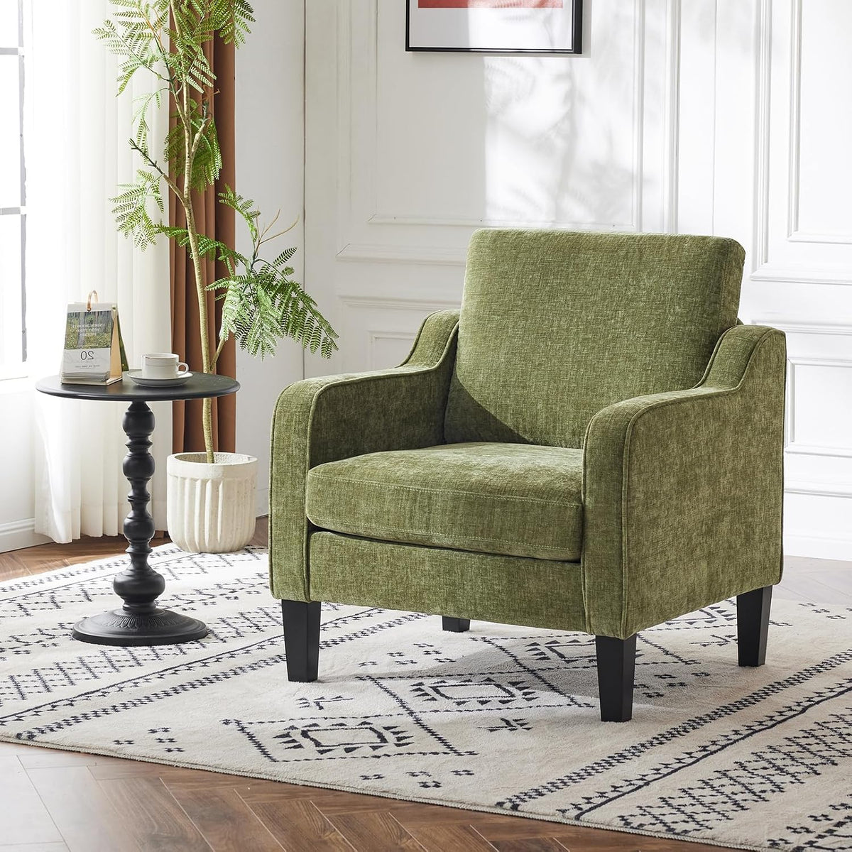 VINGLI Olive Green Accent Chair, Upholstered Armchair for Living Room