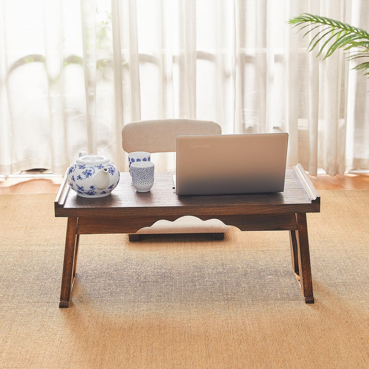 Foldable Japanese Small Floor Table, Wood Altar Meditation Table