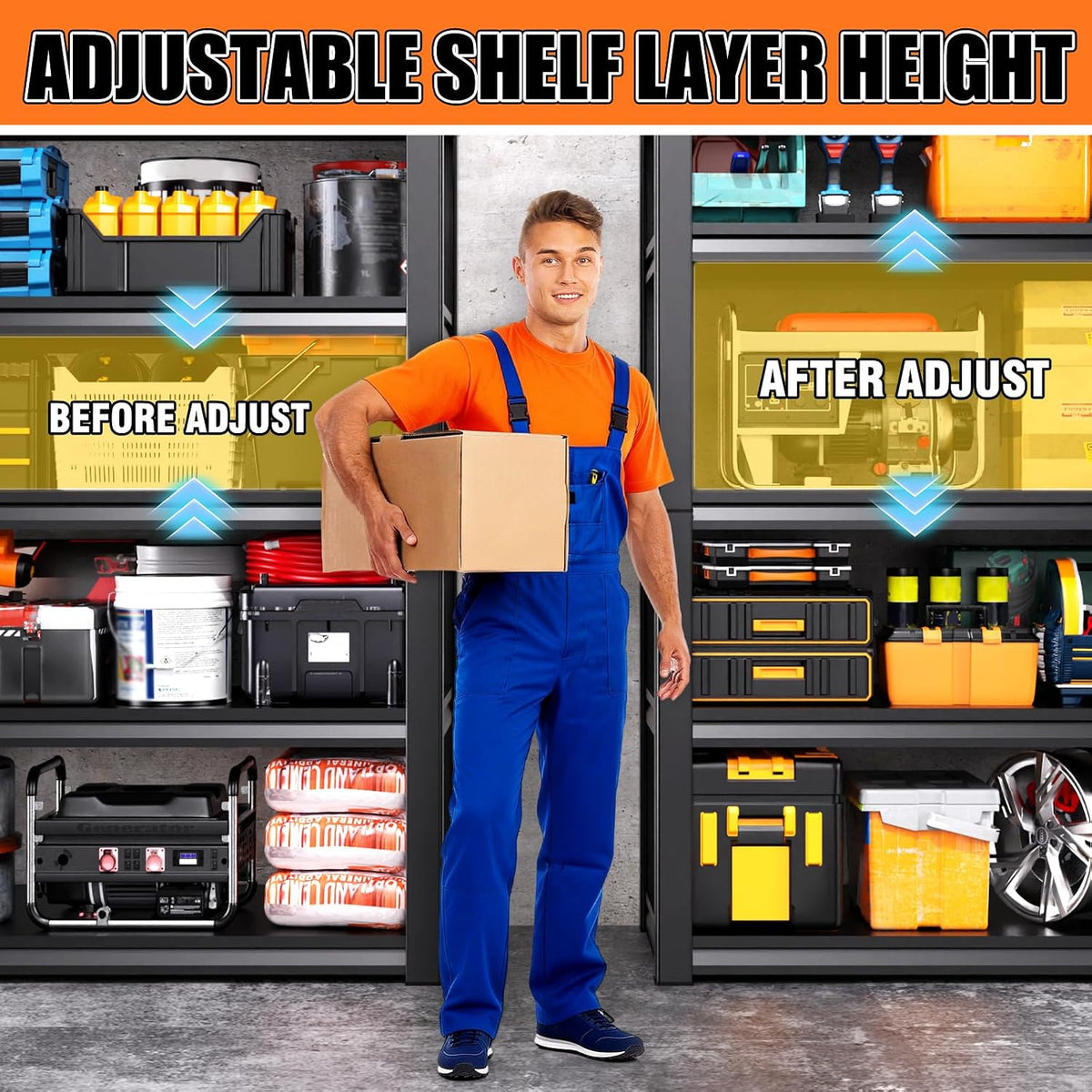 71.2''H /35.4''W Storage Shelves Adjustable Garage Shelving,Heavy Duty Shelving Unit,5T Tall Garage Shelves，Metal Standing Shelf Units,Utility Rack for Kitchen Warehouse Industrial Basement