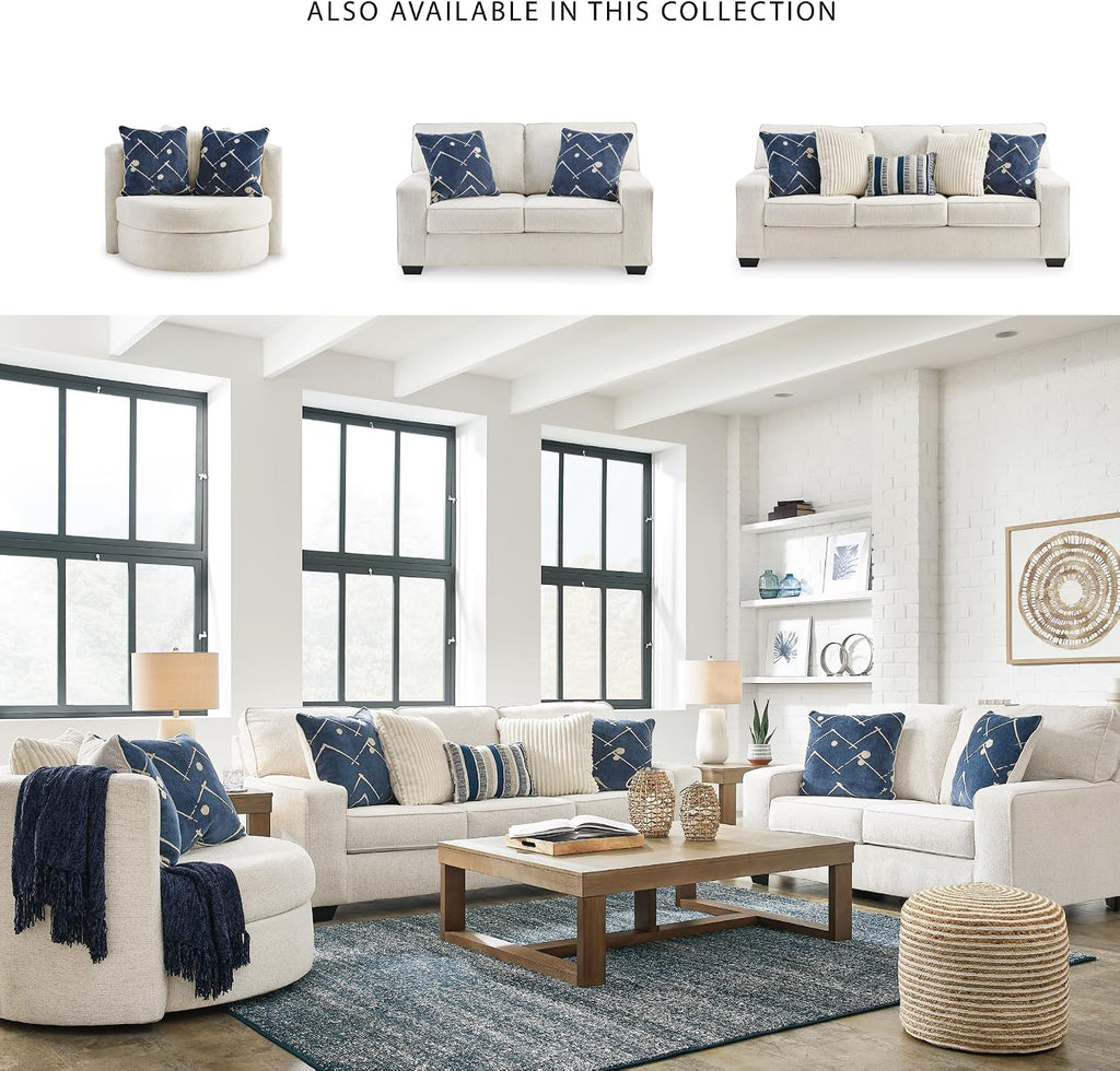 Signature Design by Ashley Oversized Round Swivel Accent Chair, Ivory