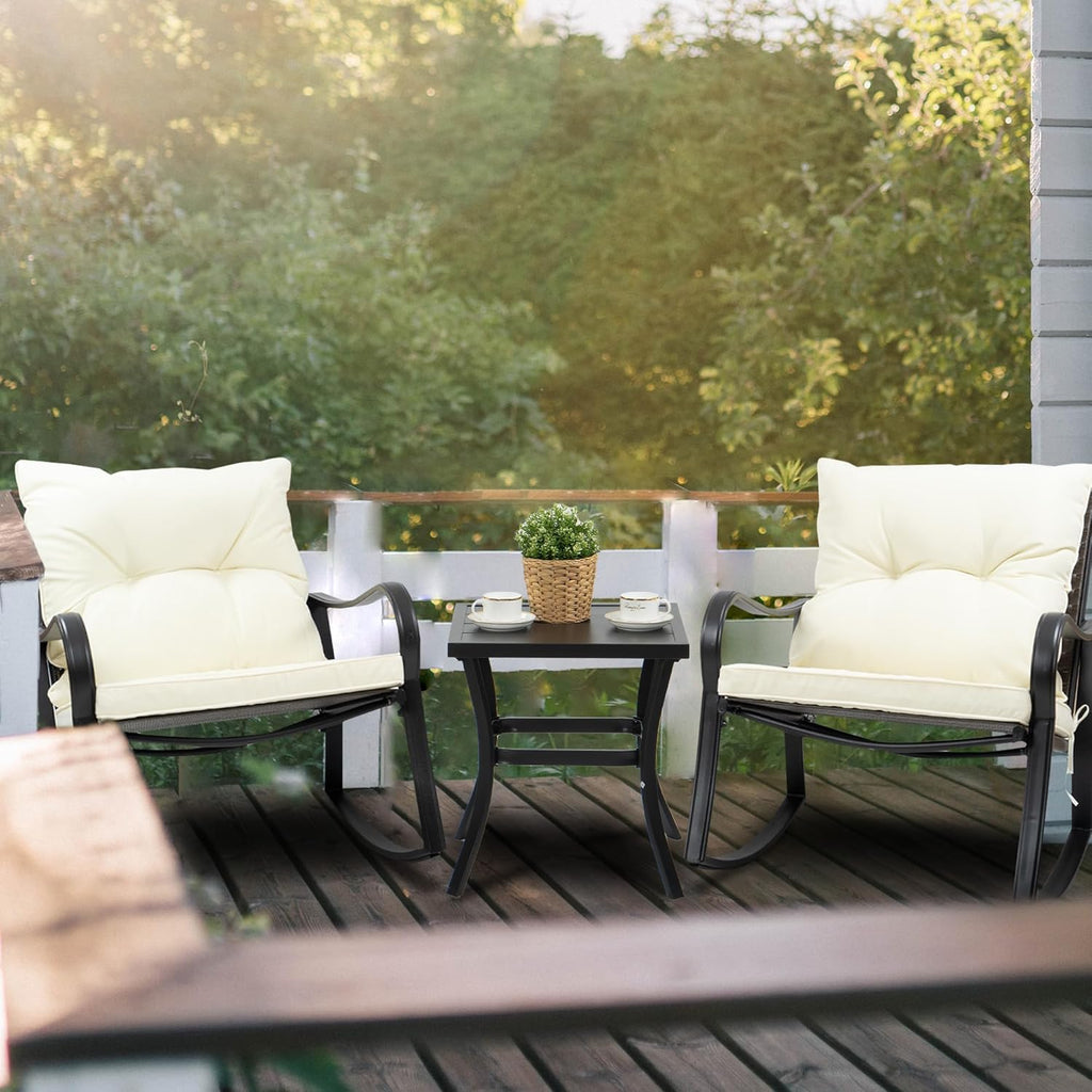 Kozyard 3 Piece Outdoor Rocking Chairs Patio Bistro Set