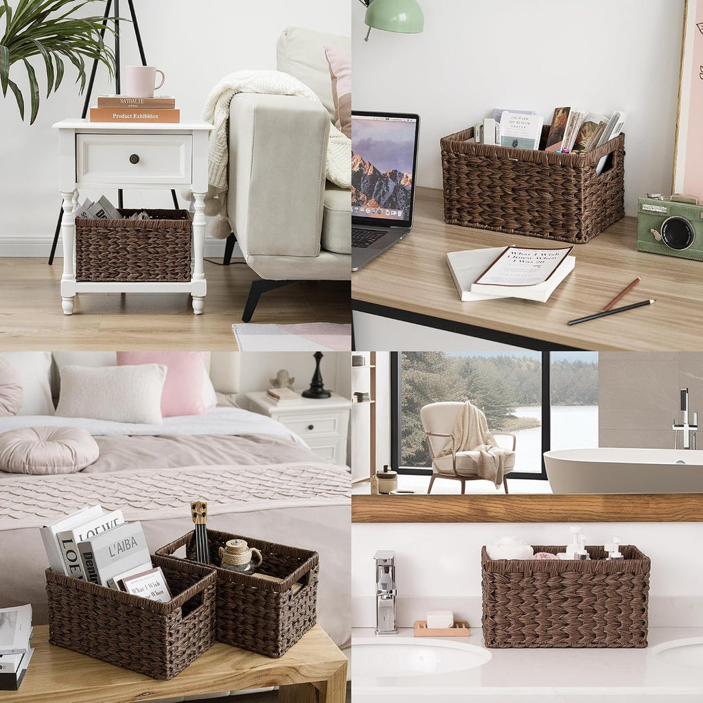 GRANNY SAYS Wicker Storage Baskets for Shelves, Brown Wicker Baskets,2-Pack