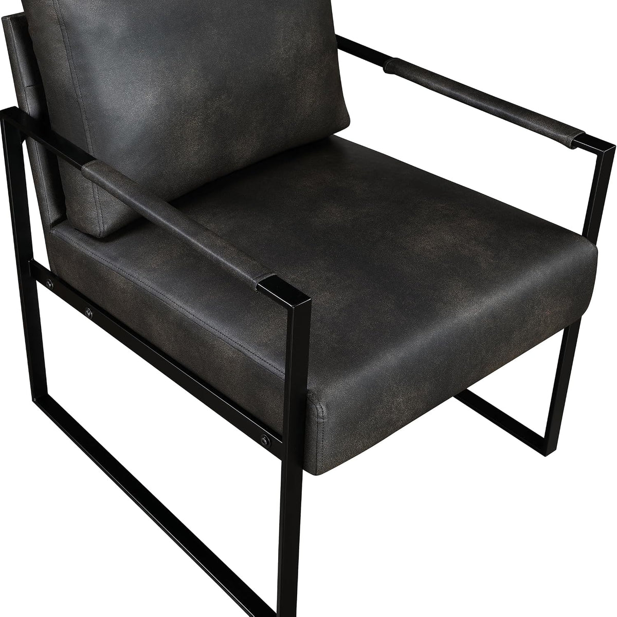 Lexicon Modern Faux Leather Accent Chair, Metal Frame, Dark Brown
