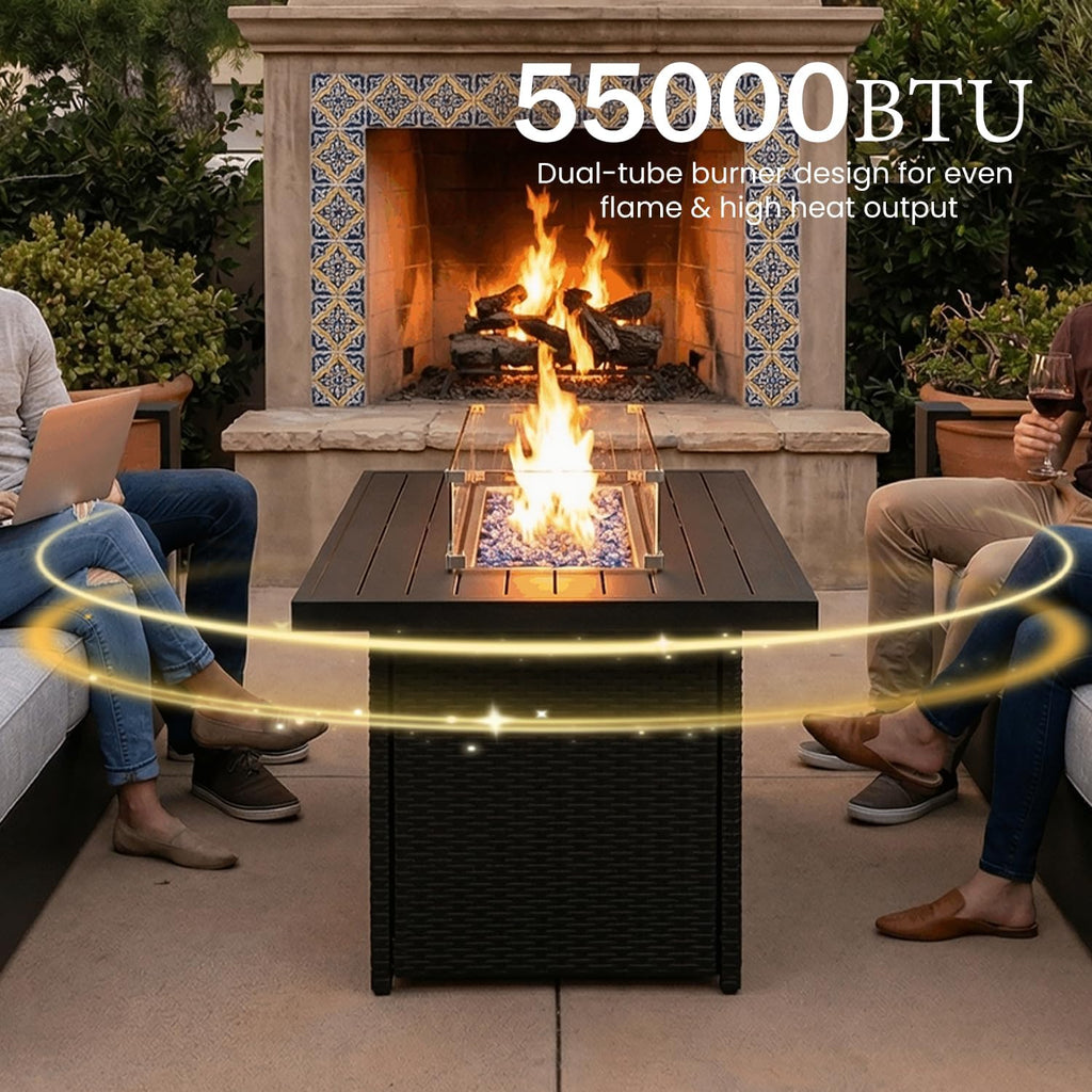 LayinSun 4 Pieces Aluminum Patio Furniture Set with Fire Pit Table