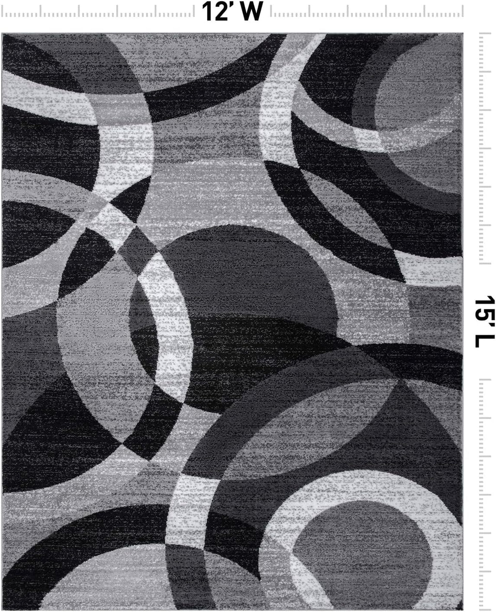 Rugshop Abstract Circles Contemporary High Traffic Area Rug Gray 12' x 15'