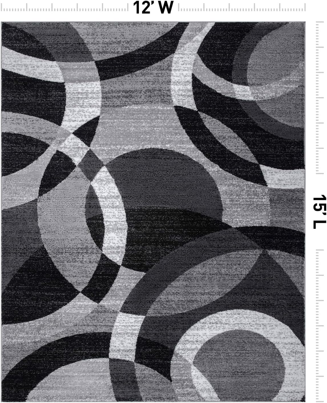 Rugshop Abstract Circles Contemporary High Traffic Area Rug Gray 12' x 15'