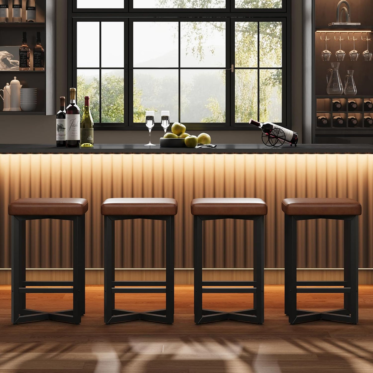 idealhouse bar stools set of 4, 24.6" counter, close-up detail